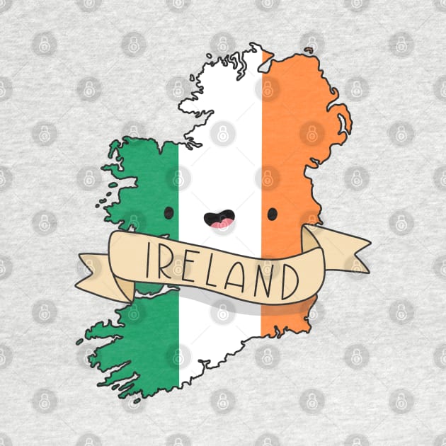 Kawaii Ireland Flag Map by Sofia Sava